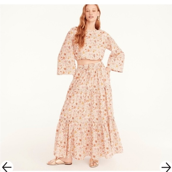 JCrew tiered Organic cotton maxi skirtgarden of life fabric XS